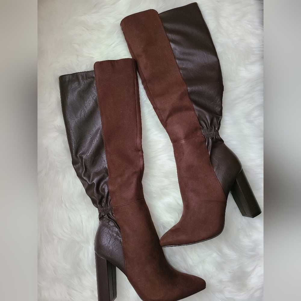 SZ 9 Brown block heeled Boots